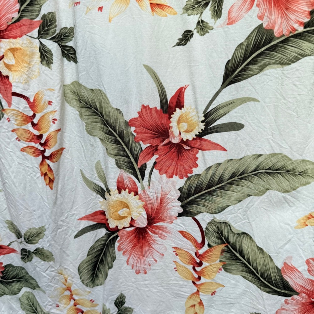 Two‎ Palms Mens Hawaiian Shirt Medium Floral Tropical Rayon Made in Hawaii Cream - Picture 6 of 6